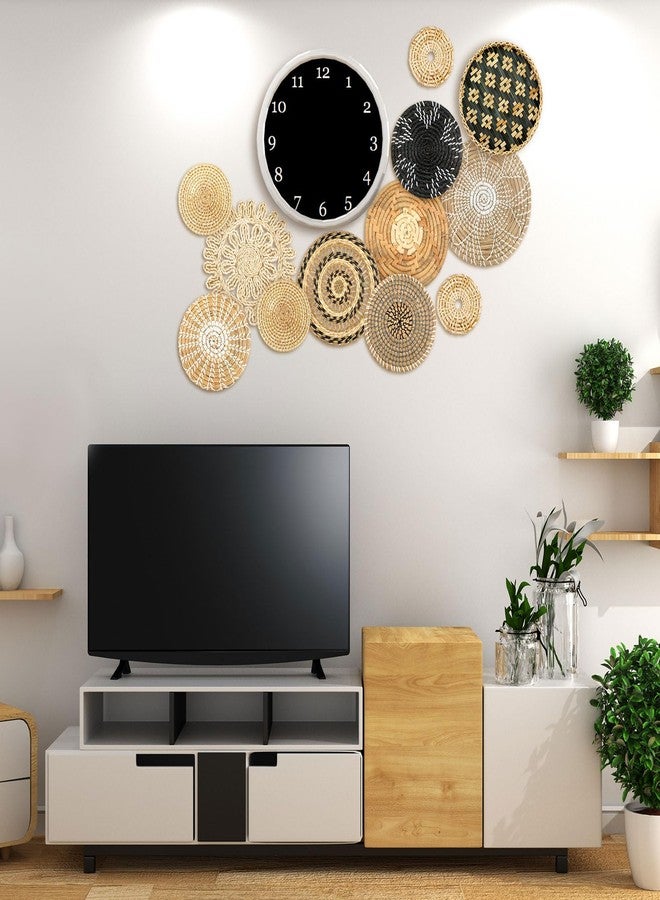 Glenmal Set of 13 Boho Wall Basket Decor Woven Rattan Flat Baskets Handmade Boho Wicker Bamboo Seagrass Wall Hanging Decor for Bedroom Living Room Dining Room Office Ready to Hang(Retro) - Image 5